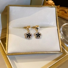 fashion diamond flower earrings simple contrast color drop earrings