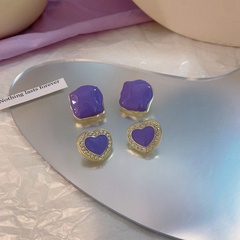 fashion periwinkle flower blue earrings retro heart-shaped alloy stud earrings