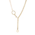 Venta al por mayor de cadena de clavcula colgante de doble anillo de moda de acero inoxidable perla barrocapicture8