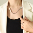 fashion titanium steel 18K imitation pearl stitching cross heart necklacepicture12