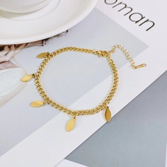 fashion trend new titanium steel 18k plated gold simple leaves bracelet