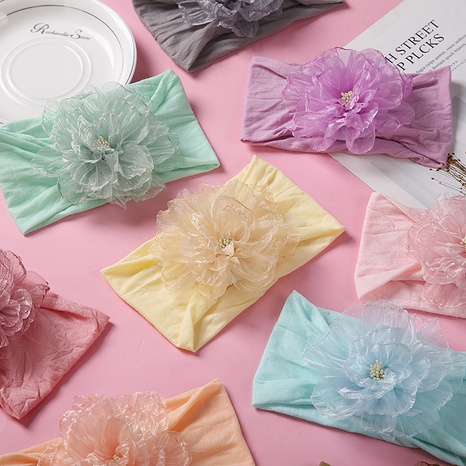 bandeau bébé doux à larges bords en nylon à fleurs's discount tags