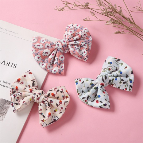 simple girls floral cute flower pair clip soft printed bow hairpin  NHFNH667876's discount tags