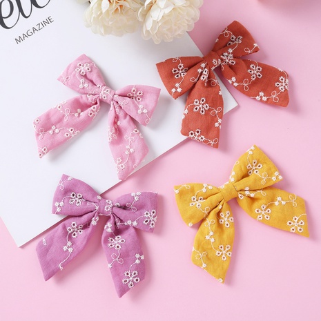 cotton bow headdress baby dovetail machine embroidery hollow hairpin  NHFNH667881's discount tags