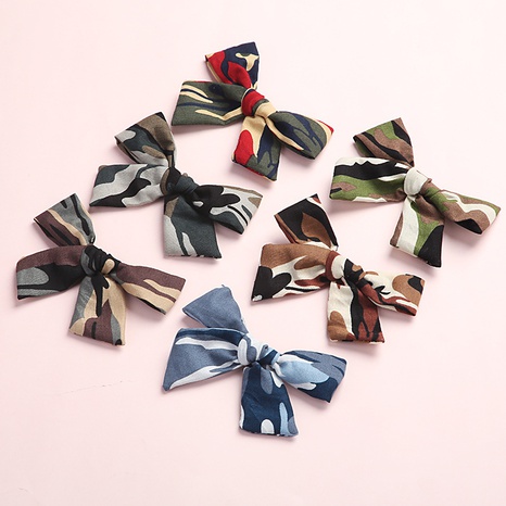 creative camouflage fabric bows children's hair clips hair accessories NHFNH667888's discount tags
