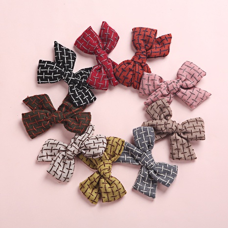 creative 9 colors imitation cotton and linen bow children's hairpin NHFNH667890's discount tags