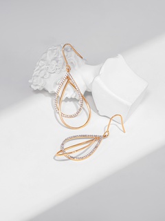 simple long water drop copper zircon earrings ear hooks