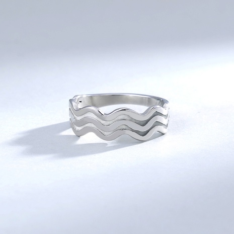 New Fashion Sky Blue Luminous Wave Shape Stainless Steel Ring's discount tags