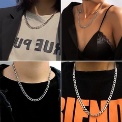 Simple Fashion Hip Hop Jewelry Alloy Silver Chain Necklace