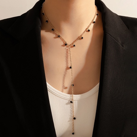 Collar de cuentas de cadena de oro bohemio con cuentas negras nuevas a la moda's discount tags