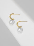 Simple Twisted Cshaped Pearl Copper Drop Earringspicture6