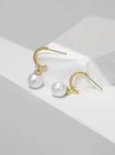 Simple Twisted Cshaped Pearl Copper Drop Earringspicture9