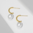 Simple Twisted Cshaped Pearl Copper Drop Earringspicture10