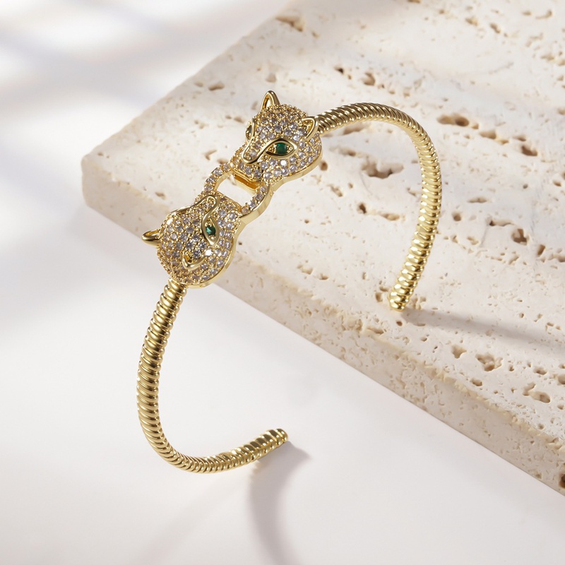 fashion leopard head gold bracelet simple inlaid zircon alloy bracelet