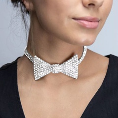 fashion inlaid rhinestone bow tie choker sexy cute necklace choker
