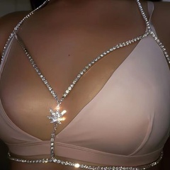 einfacher Brustketten-BH sexy glänzendes Kreuz geometrischer Kreis einteilige Kette