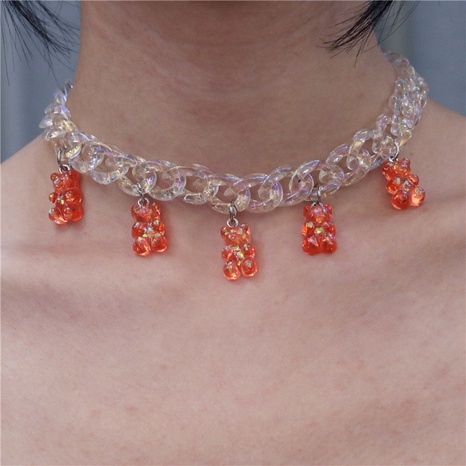 fashion transparent crystal diamond bear pendant necklace wholesale's discount tags