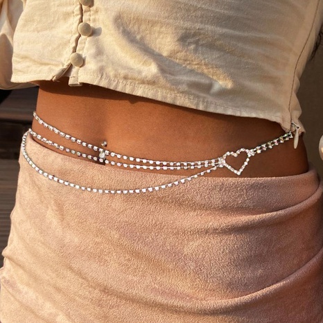 sexy rhinestone heart waist chain romantic waist jewelry women's discount tags