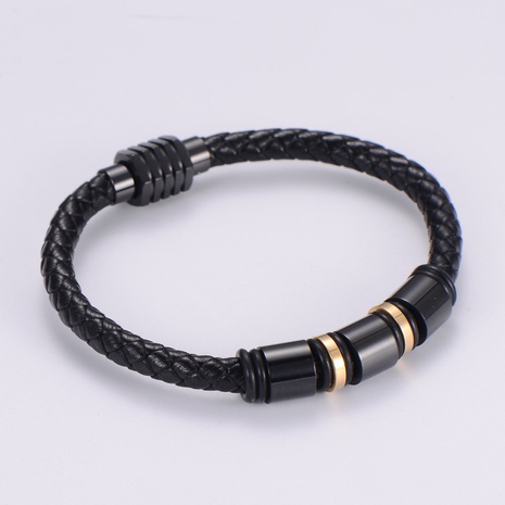 Simple Stainless Steel Magnet Buckle Braided Leather Rope Bracelet NHON672214's discount tags