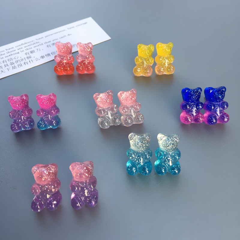 fashion contrast color colorful gummy bear stud earrings wholesale
