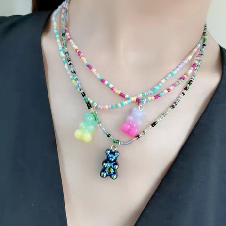Retro Farbe Perlenkette Gummibärchen Harz Halskette's discount tags