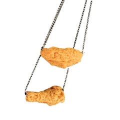 creative fried chicken legs necklace simulation skewer resin necklace