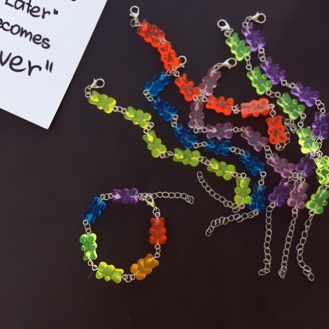 simple transparent rainbow candy color gummy bear bracelet wholesale NHCOT672333's discount tags