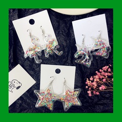 fashion transparent quicksand color star flamingo earrings wholesale