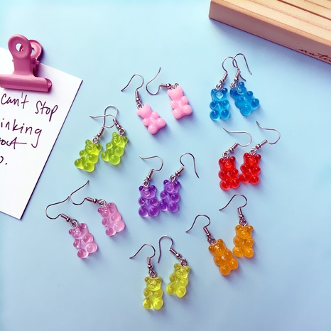 cartoon bear shaped transparent candy drop earrings wholesale's discount tags