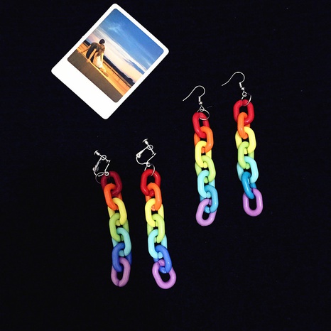 acrylique arc-en-ciel contraste couleur chaîne acrylique boucles d'oreilles en gros's discount tags