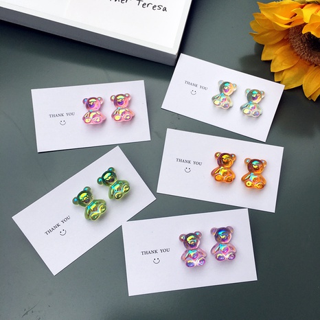 vintage new mini colorful candy-colored bear stud earrings wholesale's discount tags