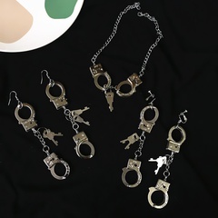 simple creative handcuffs key metal texture earrings necklace wholesale