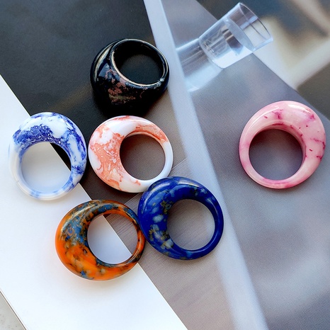 hyperbole geometric contast color tie-dyed style synthetic stone ring wholesale NHZXF672408's discount tags