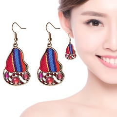 fashion geometric alloy colorful cloth strip ethnic earrings wholesale