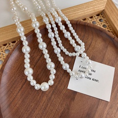 fashion pearl chain beaded double clavicle chain wholesale