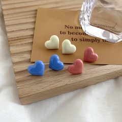 fashion candy color heart-shaped earrings simple alloy stud earrings
