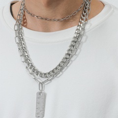 Einfache hohle dicke Kettenring-Lineal-Anhänger-Halskette aus dreilagiger Legierung