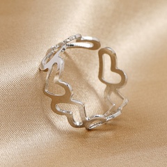 Korean style solid color heart-shaped hollowed alloy ring wholesale