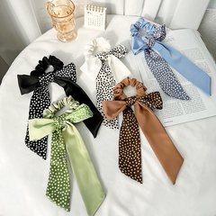 new polka dot fabric stitching streamer bow hair scrunchies ladies