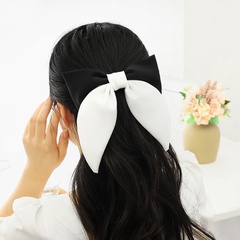 fashion hairpin solid color satin contrast color bow hair accessories