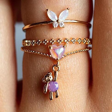 vintage heart-shaped cute bear star moon butterfly alloy rings wholesale's discount tags