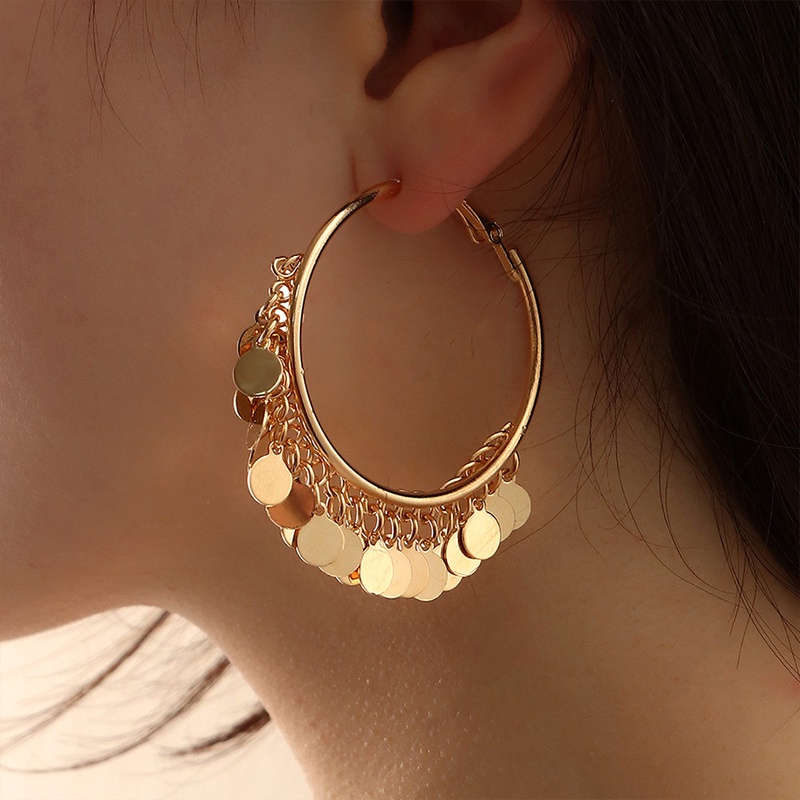 fashion gold geometric alloy tassel simple alloy earrings