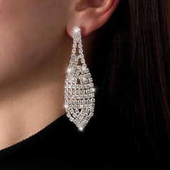 fashion diamond-encrusted drop-shaped long alloy earrings