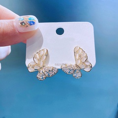 vintage inlaid zircon opal butterfly copper stud earrings wholesale