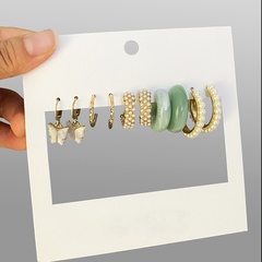 Vintage Acryl Schmetterling kreative einfache eingelegte Perlenohrringe Set 5 Paare