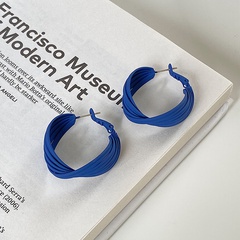 Korean geometric winding C-shaped alloy earrings