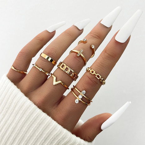 fashion simple style cross letter V twist alloy open ring set's discount tags