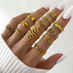 fashion new retro flower wave snake heart butterfly alloy joint ring