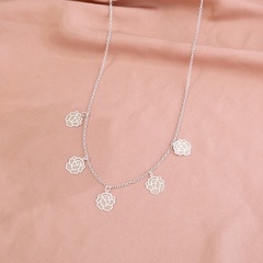 Niche design new jewelry rose flower element pendant blue-green luminous luminous necklace