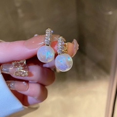 fashion alloy pearl micro-encrusted zircon earrings